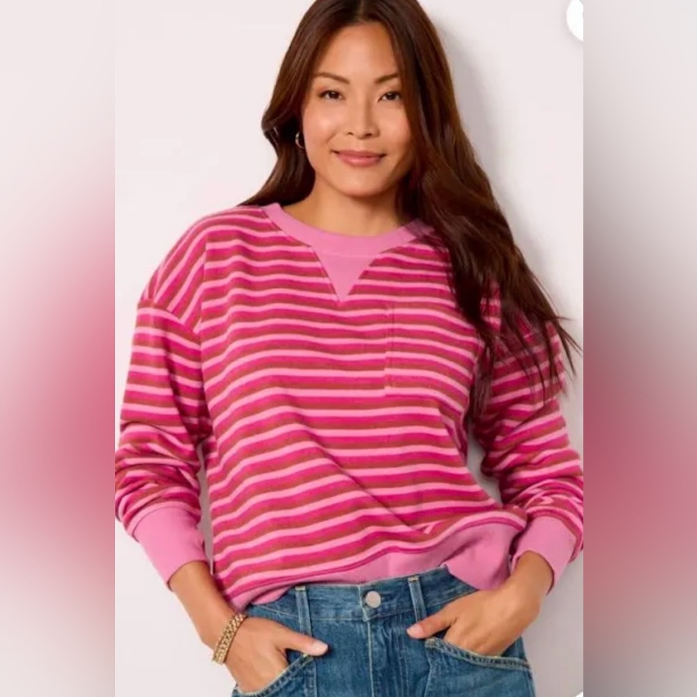 Evereve Cute Striped Pink Sweatshirt Size S